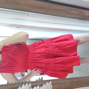 Nina Ricci Vibrant Red Tiered Ruffle Dress